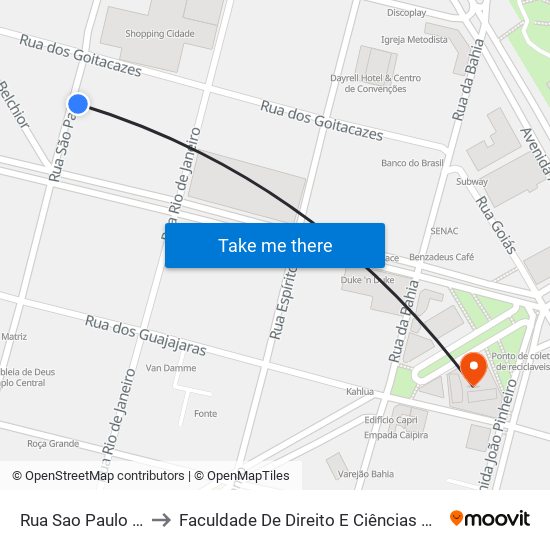 Rua Sao Paulo 1071 to Faculdade De Direito E Ciências Do Estado map