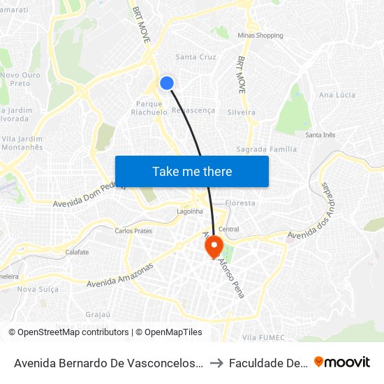 Avenida Bernardo De Vasconcelos, 288 | Escola Professora Eleonora Pierucetti 1 (Oposto A Localiza) to Faculdade De Direito E Ciências Do Estado map