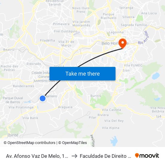 Av. Afonso Vaz De Melo, 1730 | Villefort Atacadista to Faculdade De Direito E Ciências Do Estado map