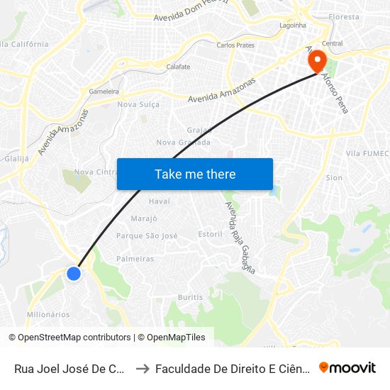 Rua Joel José De Carvalho, 111 to Faculdade De Direito E Ciências Do Estado map