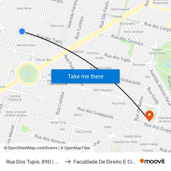 Rua Dos Tupis, 890 | Mercado Novo 2 to Faculdade De Direito E Ciências Do Estado map