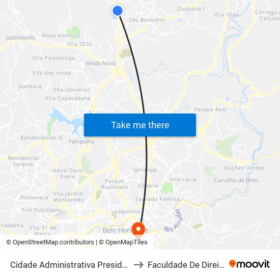 Cidade Administrativa Presidente Tancredo Neves | Edifício Minas to Faculdade De Direito E Ciências Do Estado map