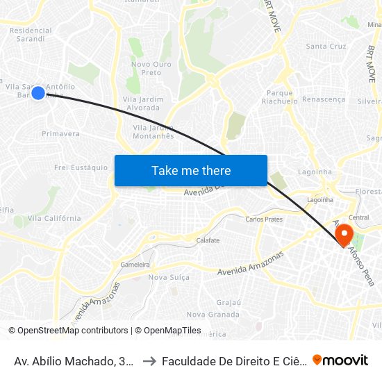 Av. Abílio Machado, 3835 | Esquinão to Faculdade De Direito E Ciências Do Estado map