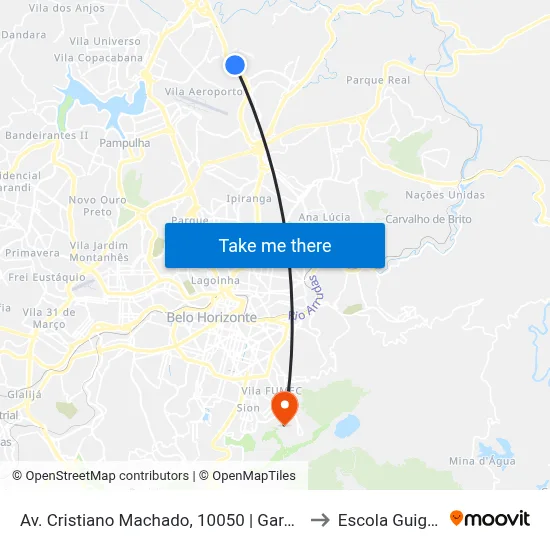 Av. Cristiano Machado, 10050 | Garagem Auto Omnibus Floramar to Escola Guignard - Uemg map