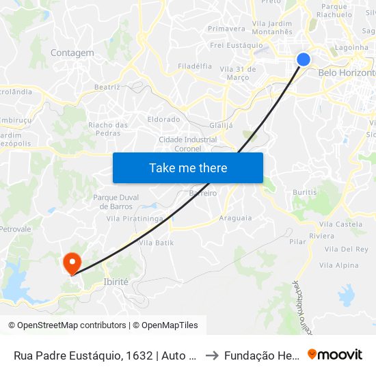 Rua Padre Eustáquio, 1632 | Auto Escola Parati - Carlos Prates to Fundação Helena Antipoff map