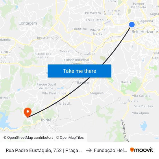 Rua Padre Eustáquio, 752 | Praça São Francisco Das Chagas to Fundação Helena Antipoff map