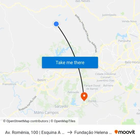 Av. Romênia, 100 | Esquina A Rua Turquia to Fundação Helena Antipoff map