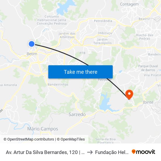 Av. Artur Da Silva Bernardes, 120 | Puc Minas Campus Betim to Fundação Helena Antipoff map