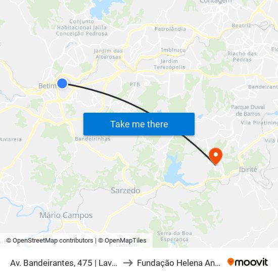 Av. Bandeirantes, 475 | Lava Jato to Fundação Helena Antipoff map