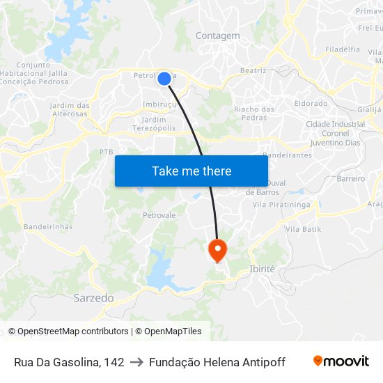 Rua Da Gasolina, 142 to Fundação Helena Antipoff map