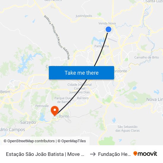 Estação São João Batista | Move Metropolitano - Sentido Centro to Fundação Helena Antipoff map