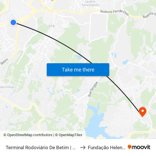 Terminal Rodoviário De Betim | Linhas Rodoviárias to Fundação Helena Antipoff map