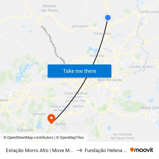 Estação Morro Alto | Move Metropolitano to Fundação Helena Antipoff map