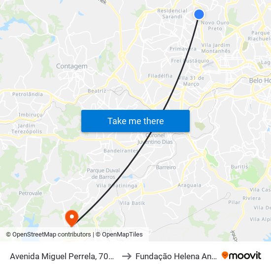 Avenida Miguel Perrela, 700 | Iesla to Fundação Helena Antipoff map