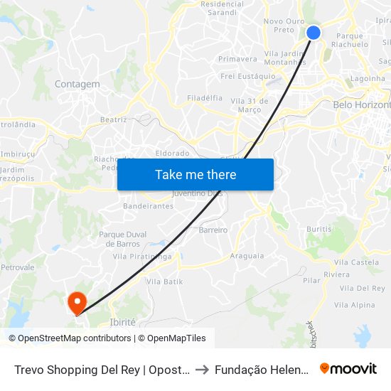 Trevo Shopping Del Rey | Oposto Ao Shopping to Fundação Helena Antipoff map