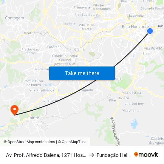 Av. Prof. Alfredo Balena, 127 | Hospital Das Clínicas Ufmg 3 to Fundação Helena Antipoff map