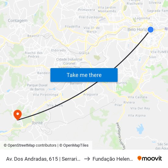 Av. Dos Andradas, 615 | Serraria Souza Pinto 2 to Fundação Helena Antipoff map