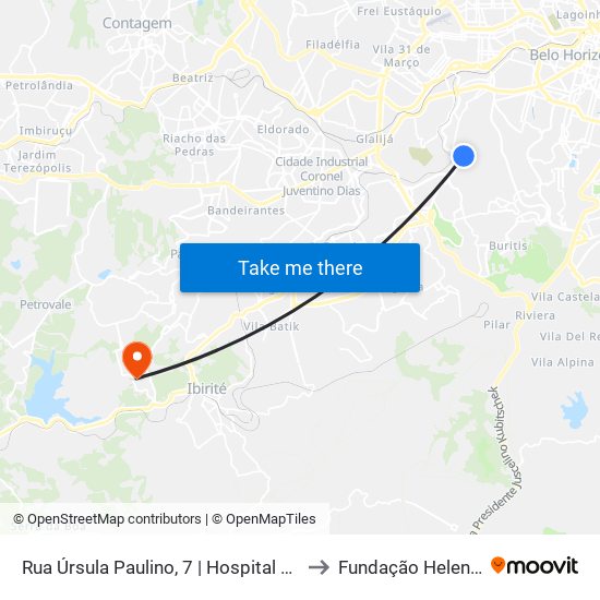 Rua Úrsula Paulino, 7 | Hospital Espírita André Luiz to Fundação Helena Antipoff map