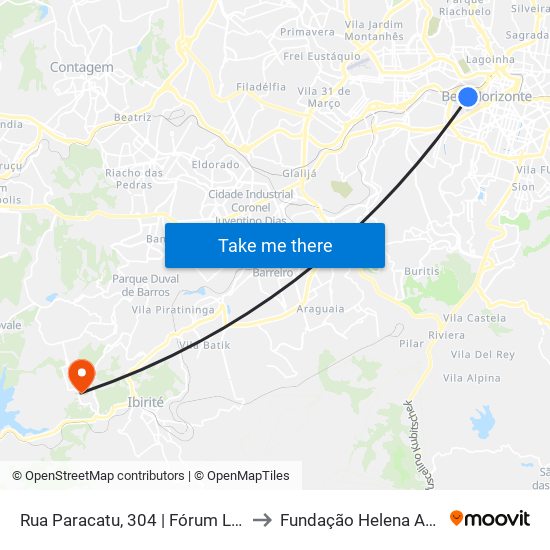 Rua Paracatu, 304 | Fórum Lafayette to Fundação Helena Antipoff map