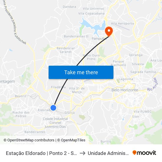 Estação Eldorado | Ponto 2 - Sentido Bairro to Unidade Administrativa III map