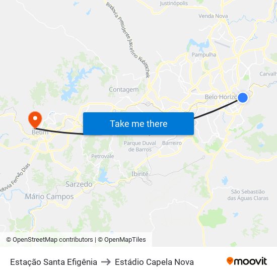 Estação Santa Efigênia to Estádio Capela Nova map