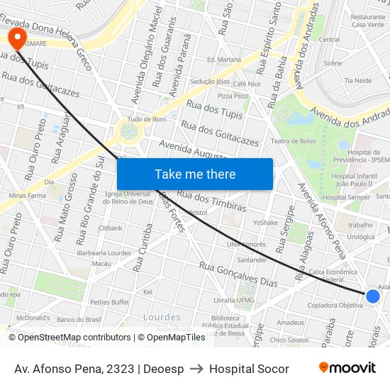 Av. Afonso Pena, 2323 | Deoesp to Hospital Socor map