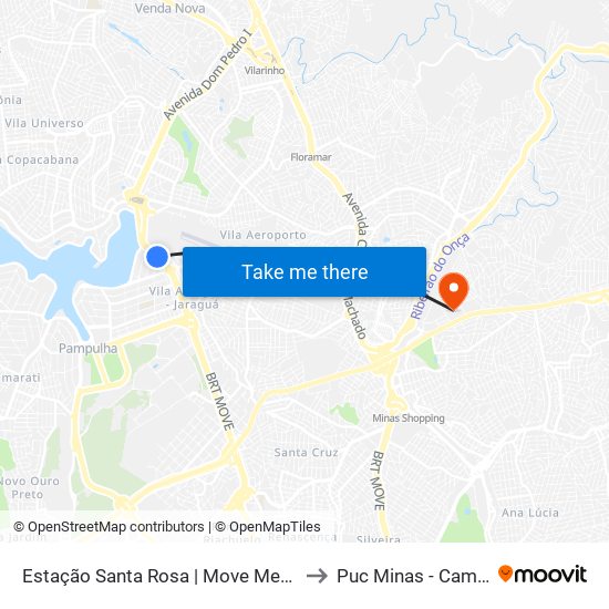 Estação Santa Rosa | Move Metropolitano - Sentido Centro to Puc Minas - Campus São Gabriel map