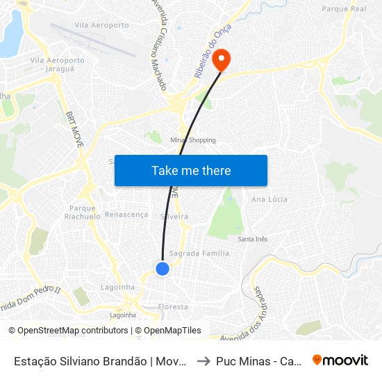 Estação Silviano Brandão | Move Metropolitano - Sentido Bairro to Puc Minas - Campus São Gabriel map