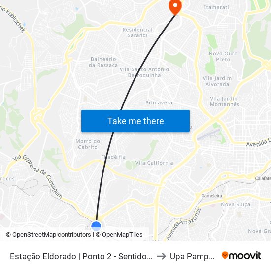 Estação Eldorado | Ponto 2 - Sentido Bairro to Upa Pampulha map