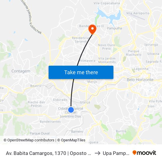 Av. Babita Camargos, 1370 | Oposto A Itambé to Upa Pampulha map