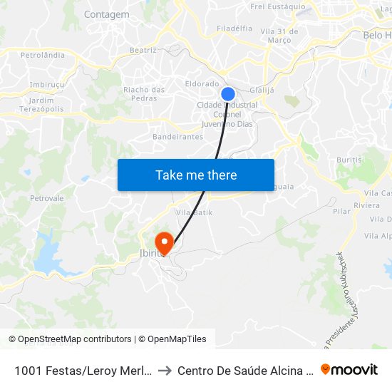 1001 Festas/Leroy Merlin/Itaú Shopping to Centro De Saúde Alcina Campos Taitson map
