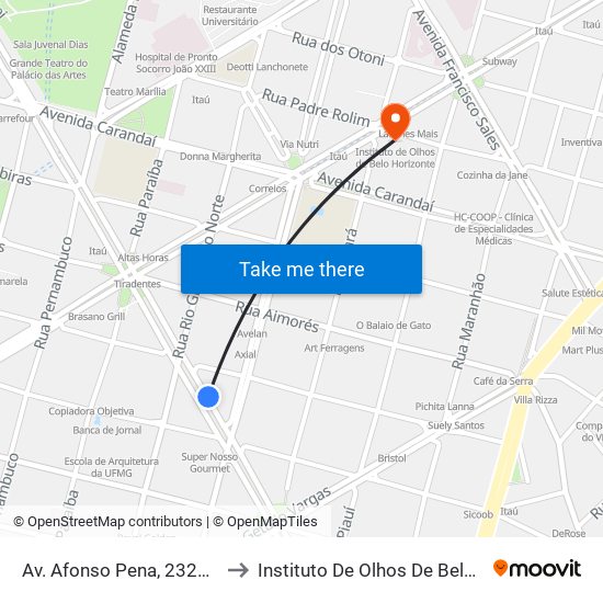 Av. Afonso Pena, 2323 | Deoesp to Instituto De Olhos De Belo Horizonte map