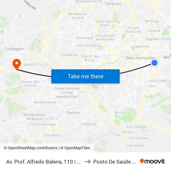 Av. Prof. Alfredo Balena, 110 | Faculdade De Medicina Ufmg 1 to Posto De Saúde Bernardo Monteiro map