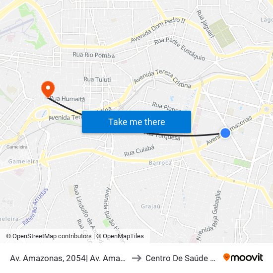 Av. Amazonas, 2054| Av. Amazonas Com Barbacena 3 to Centro De Saúde Padre Eustáquio map