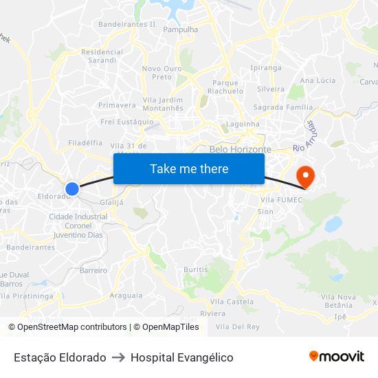 Estação Eldorado to Hospital Evangélico map