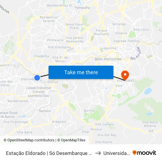 Estação Eldorado | Só Desembarque (Linhas Encerrando Viagem) to Universidade Fumec map