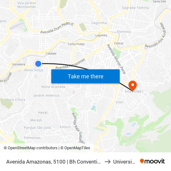 Avenida Amazonas, 5100 | Bh Convention Hotel E Oposto Ao Cefet-Mg Campus I to Universidade Fumec map