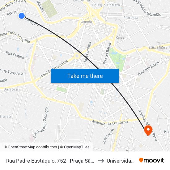 Rua Padre Eustáquio, 752 | Praça São Francisco Das Chagas to Universidade Fumec map