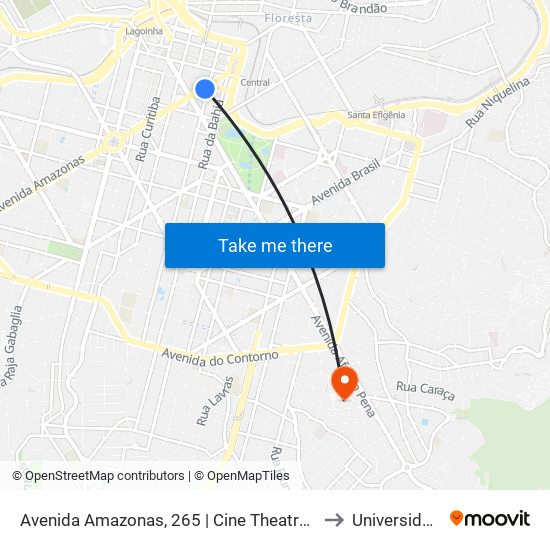 Avenida Amazonas, 265 | Cine Theatro Brasil 3 (Depois Da Praça 7) to Universidade Fumec map