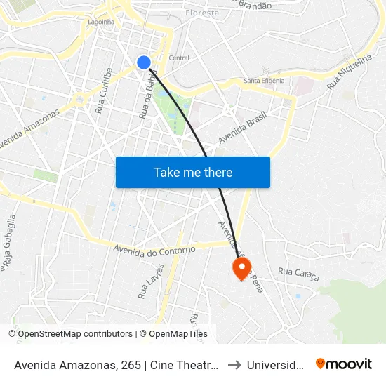 Avenida Amazonas, 265 | Cine Theatro Brasil 3 (Depois Da Praça 7) to Universidade Fumec map