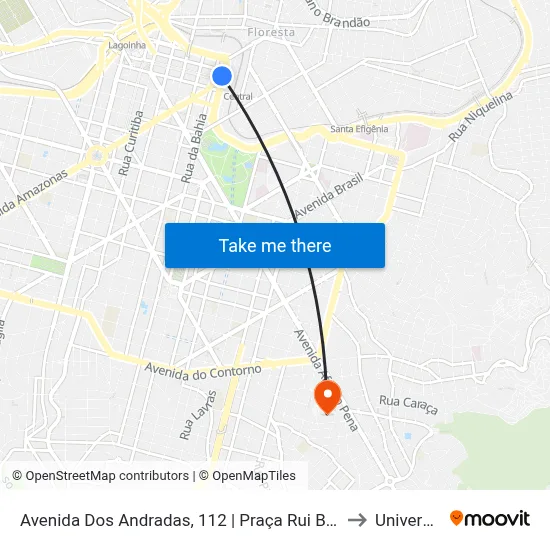 Avenida Dos Andradas, 112 | Praça Rui Barbosa Depois Da Guaicurus Oposto A Praça Da Estação to Universidade Fumec map