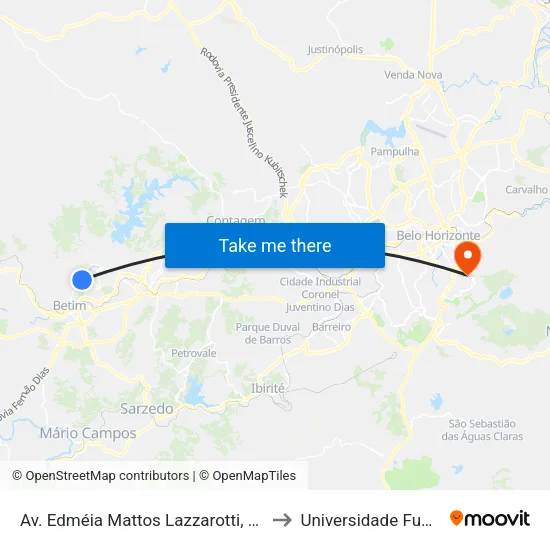 Av. Edméia Mattos Lazzarotti, 3643 to Universidade Fumec map