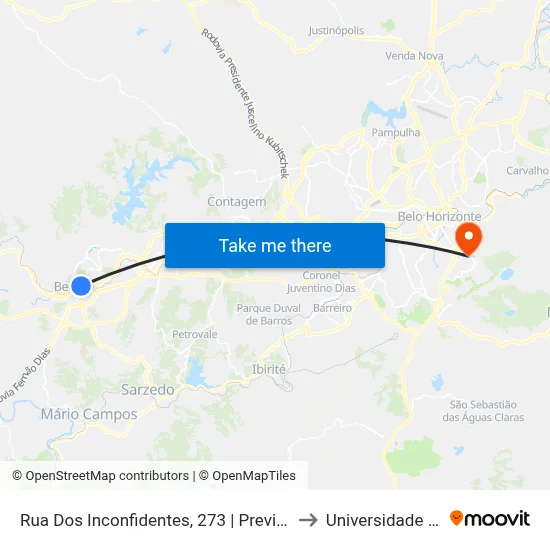 Rua Dos Inconfidentes, 273 | Previdência Social to Universidade Fumec map