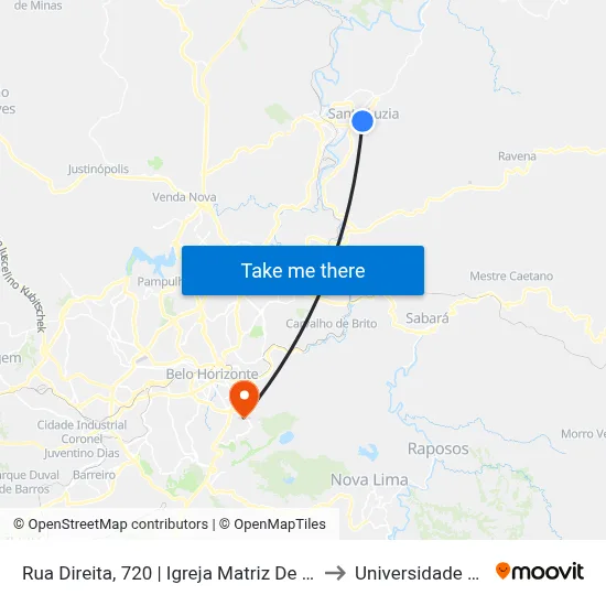 Rua Direita, 720 | Igreja Matriz De Santa Luzia to Universidade Fumec map