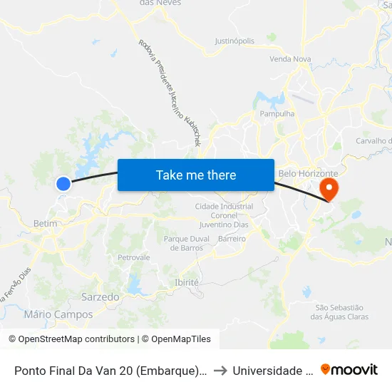 Ponto Final Da Van 20 (Embarque) | Rua 21, 264 to Universidade Fumec map