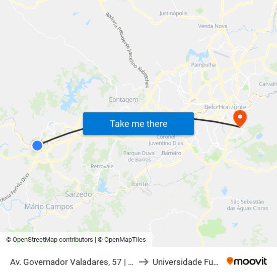 Av. Governador Valadares, 57 | Vans to Universidade Fumec map