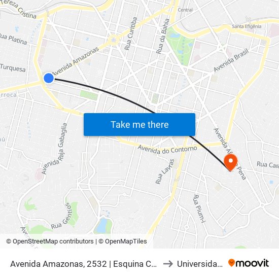 Avenida Amazonas, 2532 | Esquina Com Rua Tenente Brito Melo to Universidade Fumec map