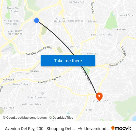 Avenida Del Rey, 200 | Shopping Del Rey (Acesso Piso G3) to Universidade Fumec map