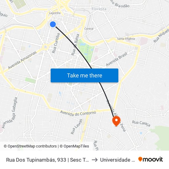 Rua Dos Tupinambás, 933 | Sesc Tupinambás 1 to Universidade Fumec map