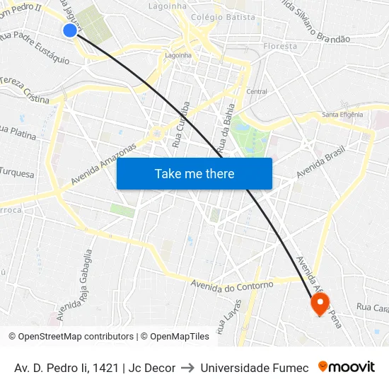 Av. D. Pedro Ii, 1421 | Jc Decor to Universidade Fumec map